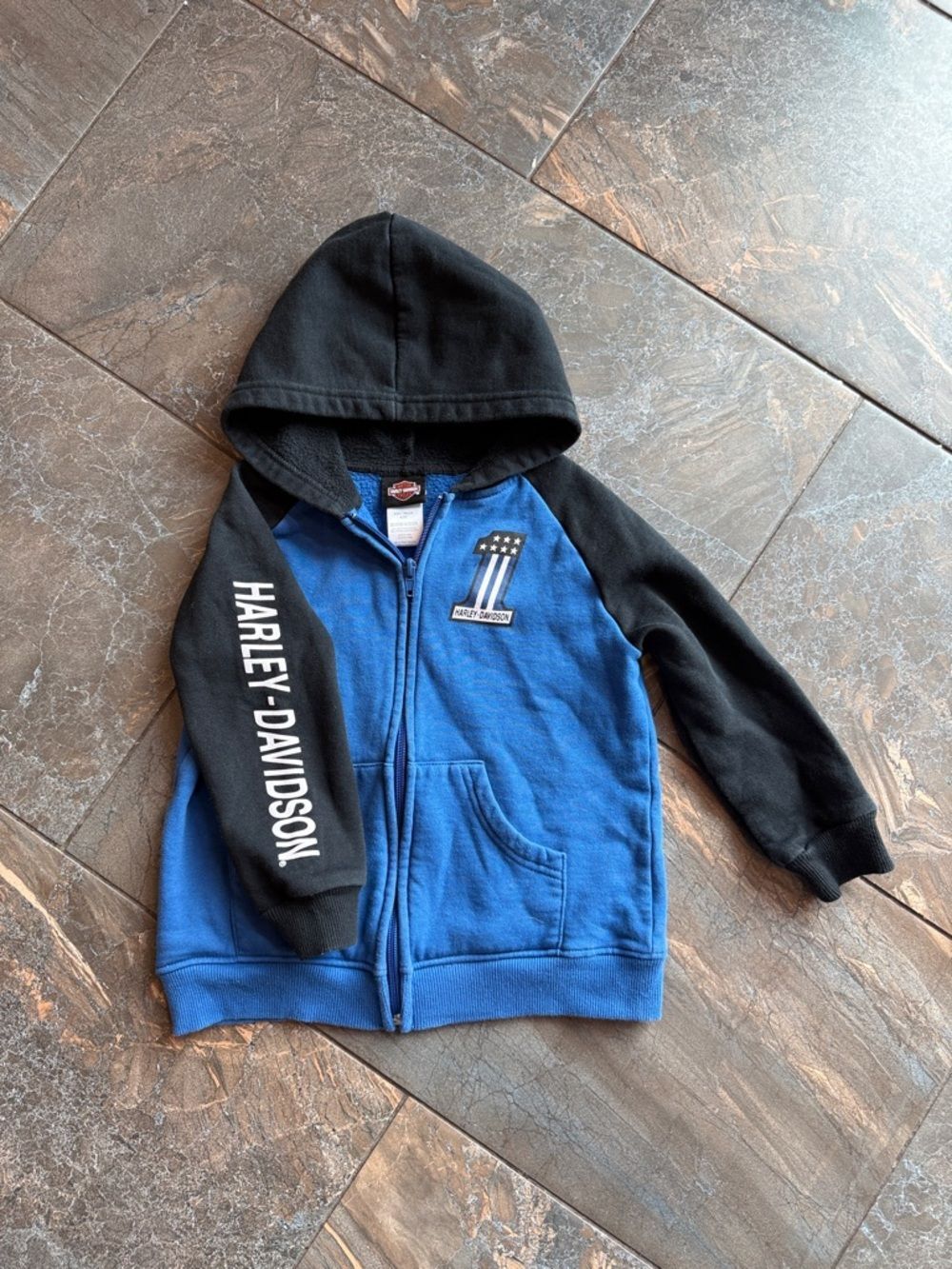 Harley-Davidson Blue Kids Zip Up Hoodie Size 4/5T